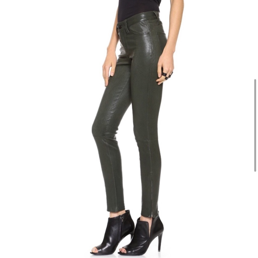 J Brand 100% Lamb Leather Mid-Rise Zip Ankle Stretch Leggings Jeans Pants L8001